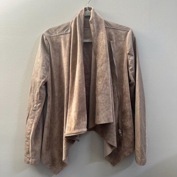 Blank NYC Women's‎ Sunny Days Moto Jacket Asymmetrical Neutral Beige Size Medium - Picture 6 of 8